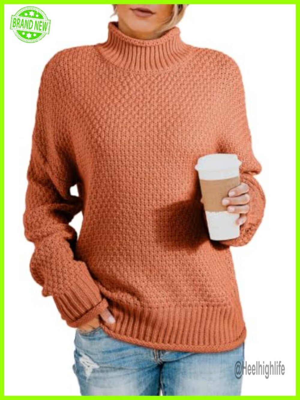 Chunky Cable Knit Turtleneck Pullover Sweater